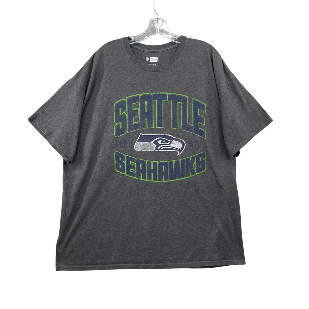 NFL Team Apparel T-Shirt Mens 2XL Gray Seattle Seahawks Graphic Short Sleeve Tee